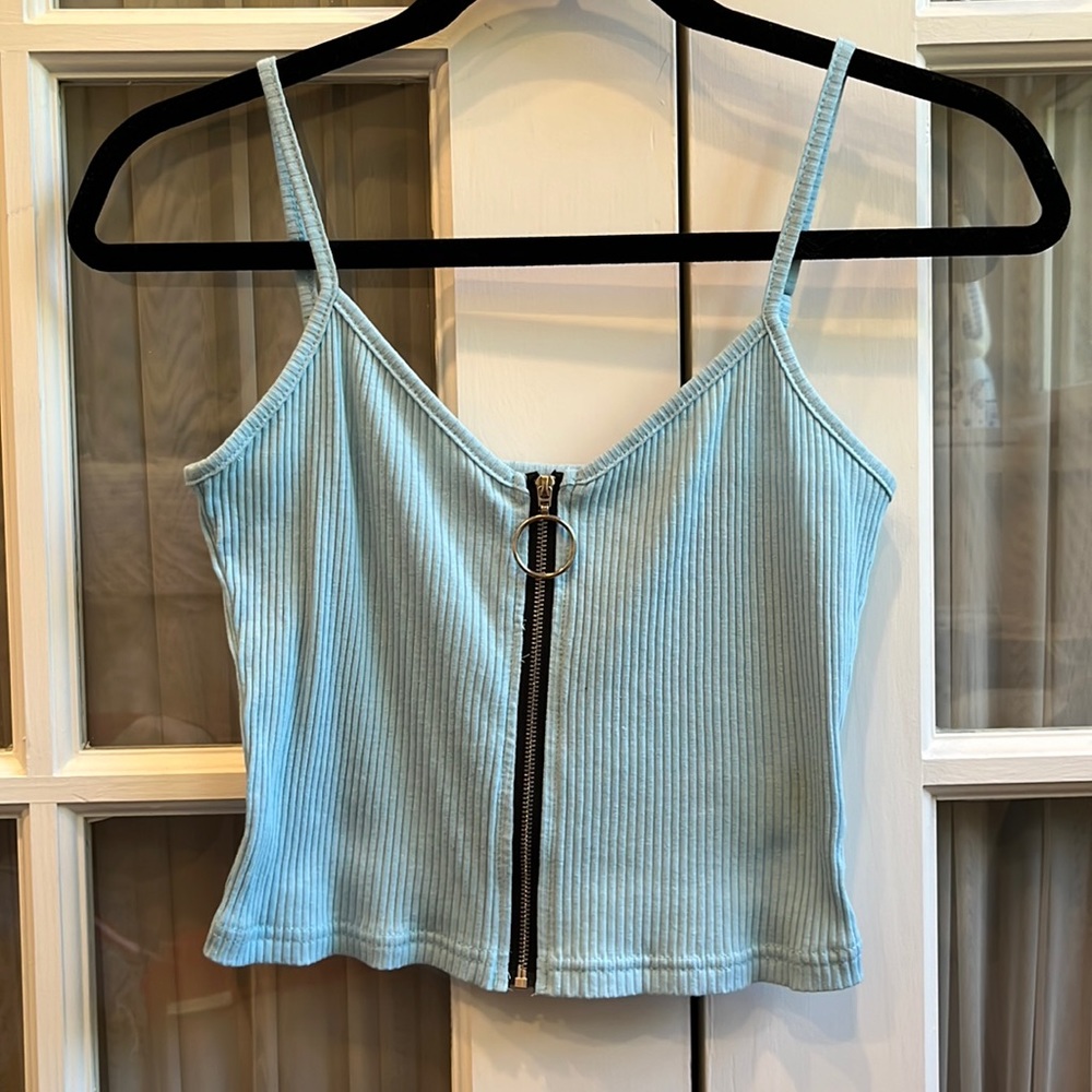 Blue zipper tank top